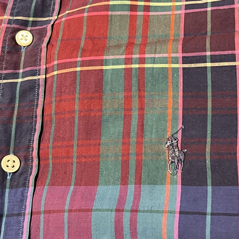 Vintage Polo Ralph Lauren Purple Flannel Shirt 1980s Country Plaid Button up